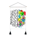 Kreativer Wandteppich mit menschlichem Gehirn, Formeln und farbenfrohem Tintenspritzer-Design - 32.5x130cm / Rationalität Sensibilität Kontrast (Weiß)