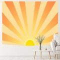 Arazzo minimalista con alba arcobaleno e sole astratto per decorazione murale boho - 95x73cm (Pelle di Pesca) / Alba Minimalista (Stile 4)