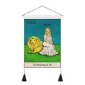 Strength Tarot Card wall tapestry with wooden rod and black tassels for room decor - 35x50cm / Strength (STRENGTH)