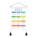 2022 colorful fabric wall calendar with wooden hanging rod and black tassels - Style 10 / 35x50cm