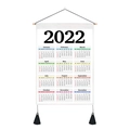 Detail of 2022 calendar fabric wall hanging with wooden rod and black tassels - Style 1 / 35x50cm