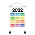 Detail of 2022 fabric wall calendar with wooden rod and black tassel accents - Style 2 / 35x50cm