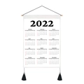 Detail of 2022 fabric calendar featuring wooden hanger and black decorative tassels - Style 3 / 35x50cm