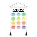 Detail of 2022 fabric wall calendar with wooden pole, black rope and elegant tassels - Style 7 / 35x50cm