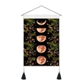 Bohemian moon phase tapestry with floral accents and black tassels for wall decor - 35x50cm / Black Moon Phase Plants (Style 2)