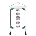 Detail of bohemian moon phase tapestry with floral motifs and wooden hanging rod - 35x50cm / White Moon Phase Moth (Style 3)