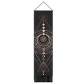 Arazzo da parete verticale con fasi lunari e motivi mandala in oro rosa su tessuto nero - 32.5x130cm / Stile Geometrico Oro Rosa Occhio (Stile 4)