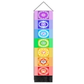 Vertical Seven Chakras meditation tapestry with colorful mandala symbols and black tassels - 32.5x130cm / Colorful Mandala Style