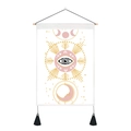 Detail of Bohemian tapestry showing evil eye symbol, moon phases, and black bottom tassels - 35x50cm / White Evil Eye (Style 5)