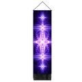Vertical wall tapestry with purple fractal light pattern and black decorative tassels - 32.5x130cm / Purple Fractal Beam Style