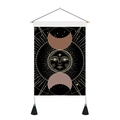 Detail of bohemian tapestry featuring celestial moon phases and sun with elegant tassels - Style 10 / 35x50cm