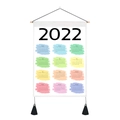 2022 minimalist fabric calendar with colorful brushstrokes and wooden hanging scroll - Style 4 / 35x50cm