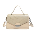 Sac bandoulière beige chic avec rabat enveloppe et boucle argentée pour femme - Kaki
