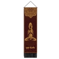 Linen yoga studio wall hanging with gold mandala pattern and meditation silhouette - 32.5x130cm / Yoga Silhouette (Style 3)