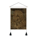 Arazzo Albero della Vita e Serpente con dea e motivi tarot sole luna in stile dorato - 35x50cm / Dea con Cuore Fiammeggiante (Stile 3)
