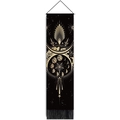 Black moon phase wall hanging with golden celestial patterns and fringe tassels - Moon Phase Cycle Galaxy Style (Style 4) / 32.5x130cm