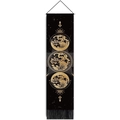 Vertical black fabric wall hanging with gold moon phases and tassels for home decor - Triple Moon Disc Style (Style 3) / 32.5x130cm