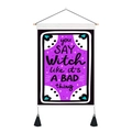 Halloween witch demon hand tapestry with tassels and hanging wooden rod for wall decor - 35x50cm / Halloween Witch Quote (Style 2)