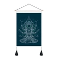 Detail of meditation figure and mandala pattern on navy cotton linen wall tapestry - Meditation Figure Style (Style 1) / 35x50cm