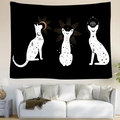 Detail of bohemian tapestry featuring mystic black cats with moon phases and astrology icons - 95x73cm (Peach Skin) / Astrology Mystic Cats (Style 2)