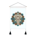 Detail of cotton linen wall hanging featuring elephant mandala and black tassels - Bohemian Elephant Head Style (Style 3) / 35x50cm