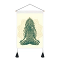 Deep green Thai Ganesha wall hanging tapestry in cotton linen with mandala patterns - Ganesha Style (Style 4) / 35x50cm