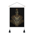 Detail of bohemian mandala tapestry featuring a golden elephant and meditation woman - Meditation On Elephant Style (Style 5) / 35x50cm