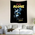 Detail of bohemian cat tapestry featuring artistic print on a modern living room wall - Alone Art Cat Head (Style 10)
