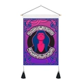 Psychadelic tarot style scroll tapestry with blue-haired female art and tassels - Pop Psychedelic Female Portrait (Style 4) / 35x50cm