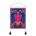 Macro view of occult tarot tapestry featuring a red horned figure and bottom black tassels - Dark Mystic Style (Style 1) / 35x50cm