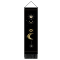 Vertical wall tapestry with moon phases and sun symbols featuring black tassels - Astrological Geometric Style (Style 5) / 32.5x130cm