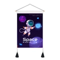Space exploring wall tapestry featuring an astronaut, planets, and stars on a wooden frame - 35x50cm / Astronaut Exploring Style (款式4)