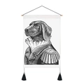 Minimalist animal sketch tapestry with vintage military hound artwork and wooden rod - 35x50cm / Style 6 (Hound Officer)