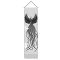 Abstract retro phoenix tapestry with black totem and white clouds for living room decor - 32.5x130cm / Chinese Phoenix