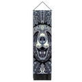 Close-up of mandala panda tapestry featuring intricate patterns and black tassels decor - 32.5x130cm / Mandala Panda