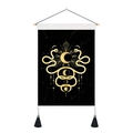 Goddess Moon tapestry with gold snakes and moon phases in black and gold variant - Dual Serpent Moon Phase (Style 2) / 35x50cm