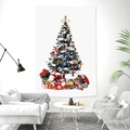 Tenture murale sapin de Noël avec cadeaux et texte Merry Christmas pour salon moderne - 95x73cm / Ours en Peluche et Arbre (Style 3)