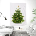 Detail of a Christmas tree tapestry with gold baubles hanging on a modern living room wall - Dense Golden Ball Tree (Style 8)