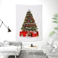 Detail of Christmas tree wall tapestry with gift boxes and teddy bear in a cozy living room - Festive Brown Bear Tree (Style 10)