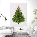 Close-up of Christmas tree wall tapestry hanging in a modern living room setting - Golden Snowflake Tree (Style 11)