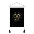 Bohemian triple moon tapestry with gold goddess printing, wood pole and black tassels - Triple Goddess (Style 3) / 35x50cm