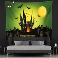Halloween tapestry with moon and haunted castle for spooky bedroom wall decor - Style 25 / 95x73cm (Brushed)