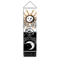 Vertical sun and moon tapestry with black tassels and mystical tarot tree design - 32.5*130cm / Astrological Tarot (Style 2)
