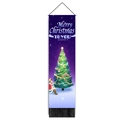 Wanddecoratie kerstboom op donkerblauwe sterrenhemel met cartoon meisje motief - 32.5x130cm / Sterrenhemel Meisje Kerstboom (Stijl 4)