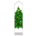 Smalle kerstboom muurbanner met feestelijke decoratie en houten hangroede - 32.5x130cm / Gedecoreerde Kerstboom (Stijl 2)