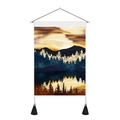 Detailed texture of wall hanging featuring abstract sunset mountain forest scenery - 35cm x 50cm / Sunset Mountains