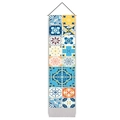 Vertical wall tapestry with colorful Mediterranean mandala tile patterns and wooden rod - 32.5x130cm / Style 3