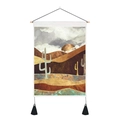 Arazzo da parete nordico con paesaggio astratto e cactus in tonalità calde della terra - 35x50cm / Stile Paesaggio Desertico Astratto (Stile 1)
