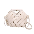 Borsa a secchiello intrecciata bianco crema con manico triangolare e tracolla - Bianco