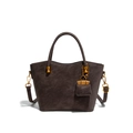 Donkerbruine matte tote bag met handvatten, schouderriem en gouden hardware - Bruin